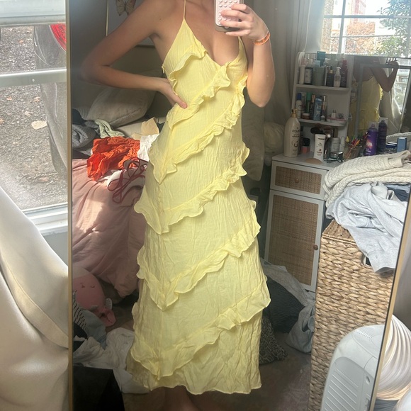 Chic Yellow Ruffle Maxi Dress - Picture 2 of 3